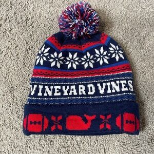 Vineyard Vines Tailgate Pom Pom Knit Beanie unisex one size
